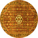 Round Machine Washable Persian Yellow Traditional Rug, wshtr185yw