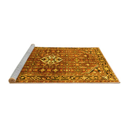 Sideview of Machine Washable Persian Yellow Traditional Rug, wshtr185yw