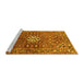 Sideview of Machine Washable Persian Yellow Traditional Rug, wshtr185yw