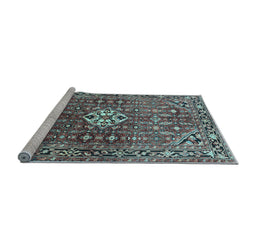 Sideview of Machine Washable Persian Light Blue Traditional Rug, wshtr185lblu
