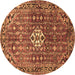 Round Machine Washable Persian Brown Traditional Rug, wshtr185brn