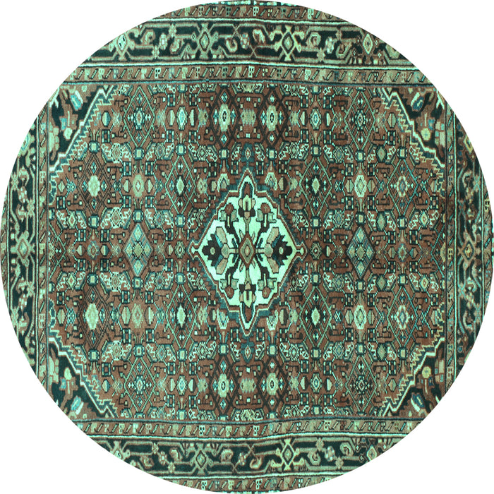Round Machine Washable Persian Turquoise Traditional Area Rugs, wshtr185turq