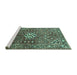 Sideview of Machine Washable Persian Turquoise Traditional Area Rugs, wshtr185turq