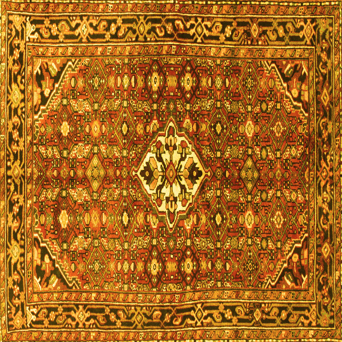 Square Machine Washable Persian Yellow Traditional Rug, wshtr185yw