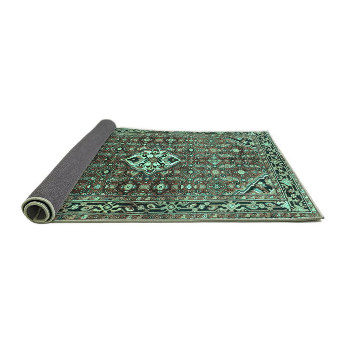 Sideview of Persian Turquoise Traditional Rug, tr185turq