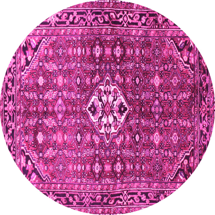 Round Machine Washable Persian Pink Traditional Rug, wshtr185pnk
