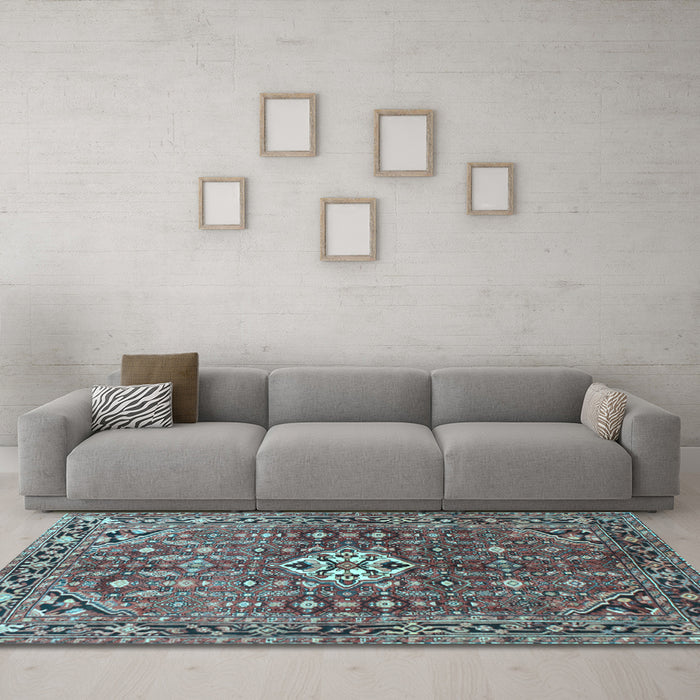 Machine Washable Persian Light Blue Traditional Rug in a Living Room, wshtr185lblu
