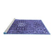 Sideview of Machine Washable Persian Blue Traditional Rug, wshtr185blu