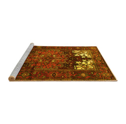 Sideview of Machine Washable Persian Yellow Traditional Rug, wshtr1860yw