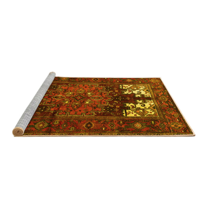 Sideview of Machine Washable Persian Yellow Traditional Rug, wshtr1860yw