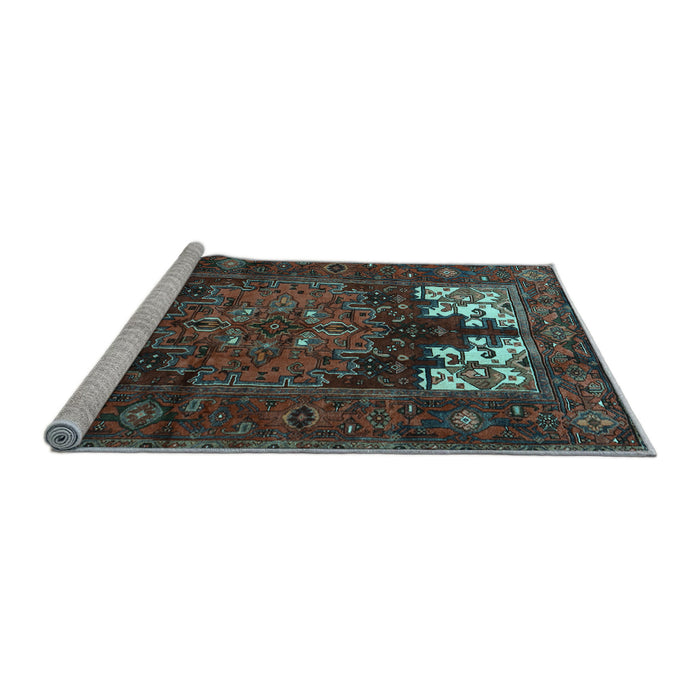 Sideview of Machine Washable Persian Light Blue Traditional Rug, wshtr1860lblu