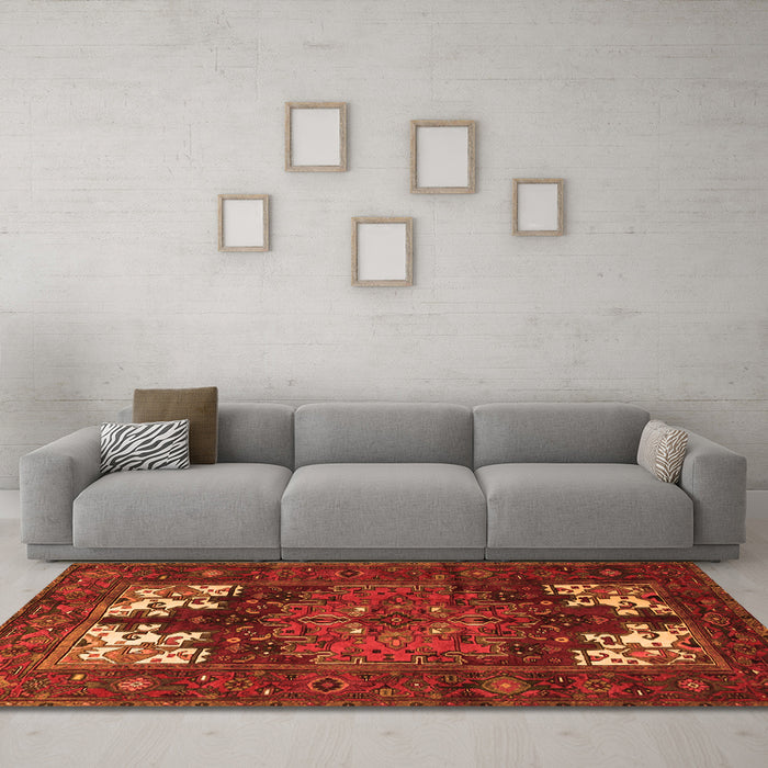 Machine Washable Persian Orange Traditional Area Rugs in a Living Room, wshtr1860org