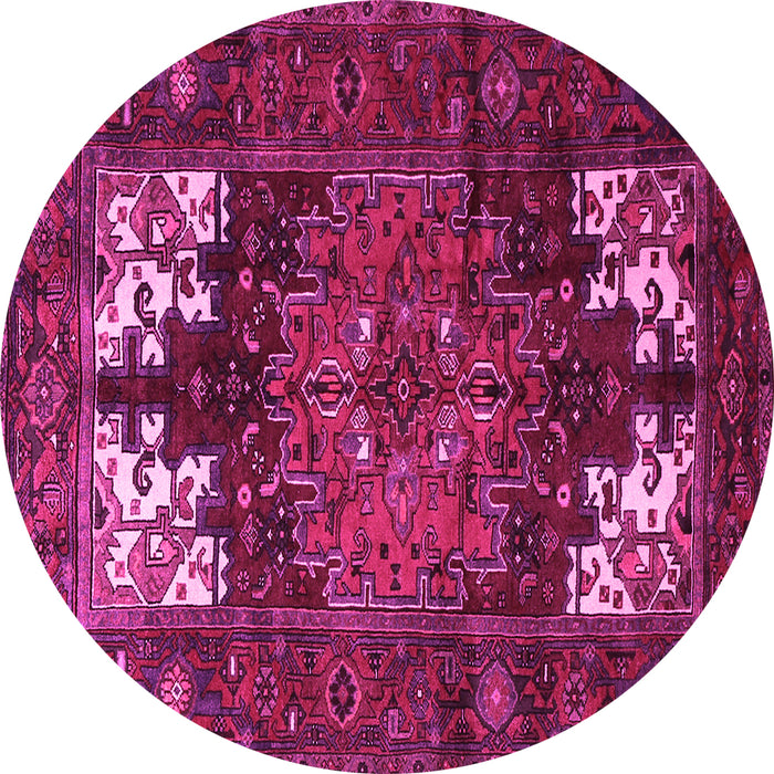Round Machine Washable Persian Pink Traditional Rug, wshtr1860pnk