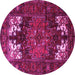 Round Machine Washable Persian Pink Traditional Rug, wshtr1860pnk