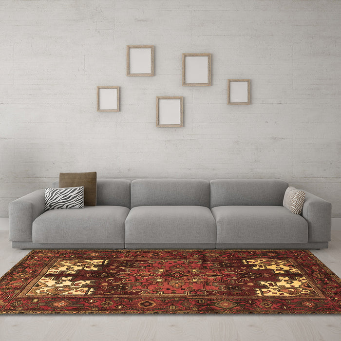 Machine Washable Persian Brown Traditional Rug in a Living Room,, wshtr1860brn