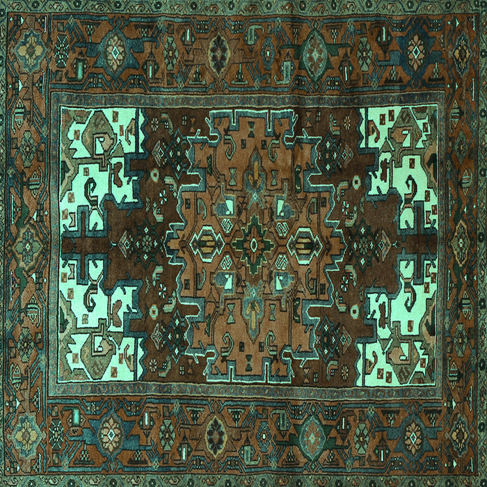 Square Machine Washable Persian Turquoise Traditional Area Rugs, wshtr1860turq