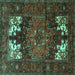 Square Machine Washable Persian Turquoise Traditional Area Rugs, wshtr1860turq