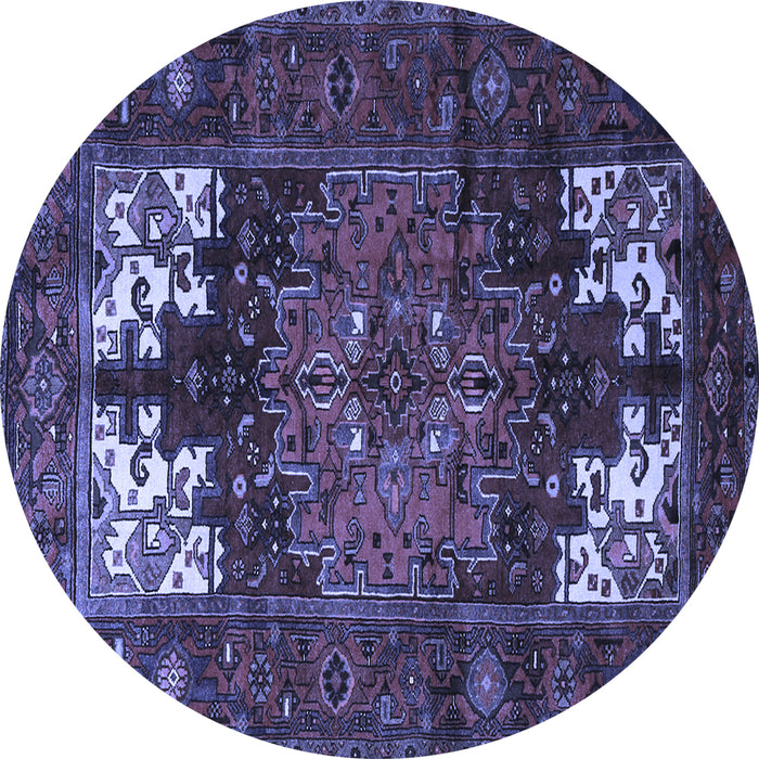 Round Machine Washable Persian Blue Traditional Rug, wshtr1860blu
