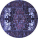 Round Machine Washable Persian Blue Traditional Rug, wshtr1860blu