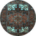 Round Persian Light Blue Traditional Rug, tr1860lblu