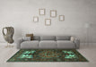 Machine Washable Persian Turquoise Traditional Area Rugs in a Living Room,, wshtr1860turq