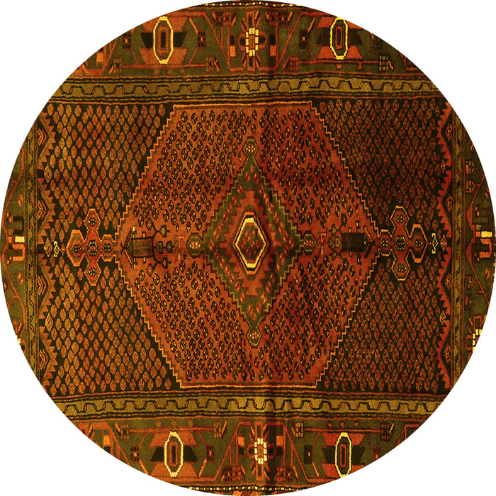 Round Persian Yellow Traditional Rug, tr1861yw