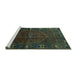 Sideview of Machine Washable Persian Turquoise Traditional Area Rugs, wshtr1861turq