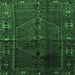 Square Machine Washable Persian Emerald Green Traditional Area Rugs, wshtr1861emgrn