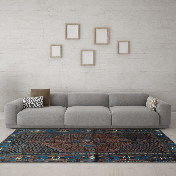 Machine Washable Persian Light Blue Traditional Rug in a Living Room, wshtr1861lblu