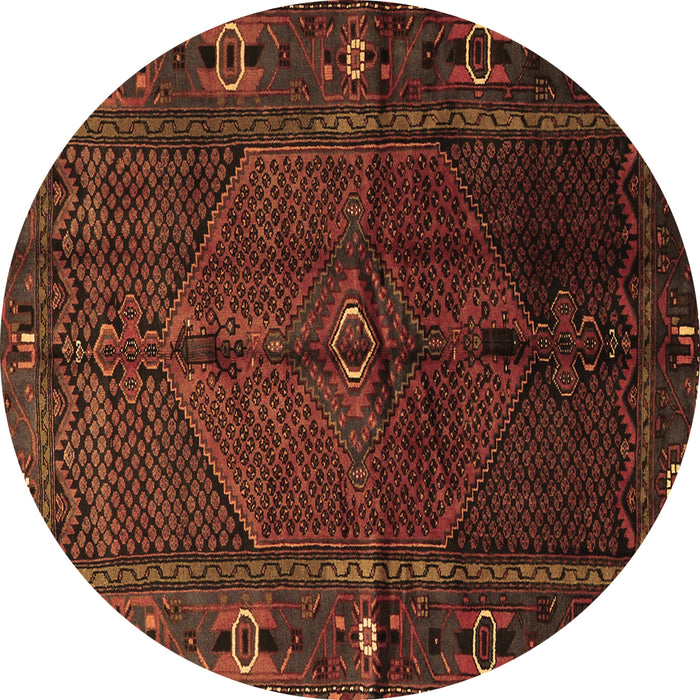 Round Persian Brown Traditional Rug, tr1861brn
