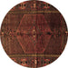 Round Persian Brown Traditional Rug, tr1861brn