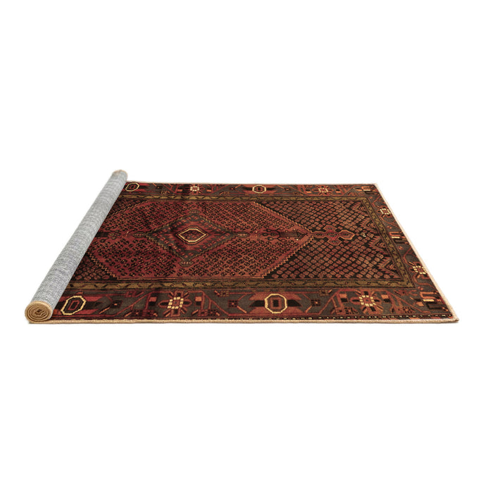 Sideview of Machine Washable Persian Brown Traditional Rug, wshtr1861brn