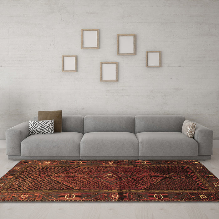 Machine Washable Persian Brown Traditional Rug in a Living Room,, wshtr1861brn