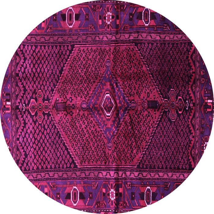 Round Machine Washable Persian Pink Traditional Rug, wshtr1861pnk
