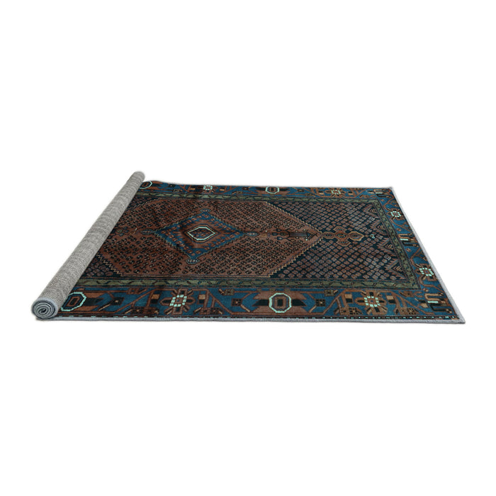 Sideview of Machine Washable Persian Light Blue Traditional Rug, wshtr1861lblu