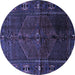 Round Persian Blue Traditional Rug, tr1861blu