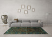 Machine Washable Persian Turquoise Traditional Area Rugs in a Living Room,, wshtr1861turq