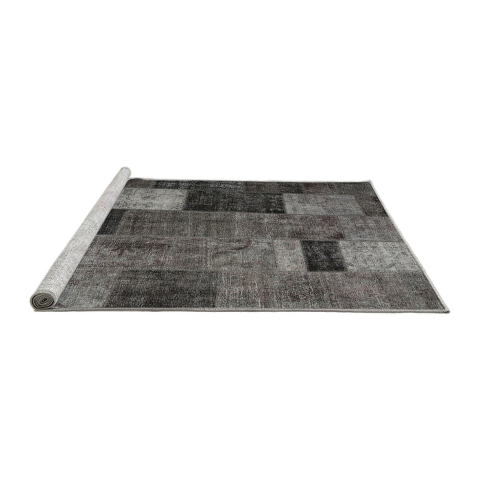 Sideview of Machine Washable Traditional Grey Gray Rug, wshtr1862
