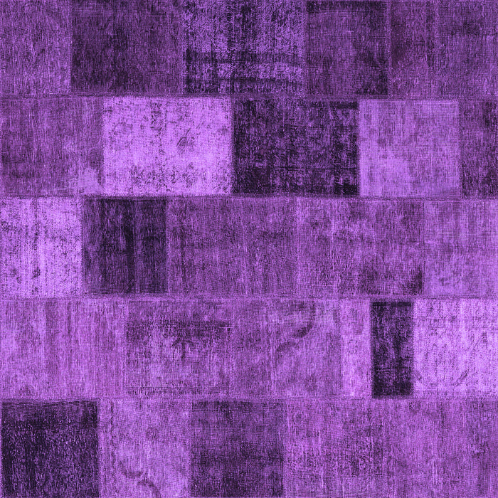 Square Machine Washable Patchwork Purple Transitional Area Rugs, wshtr1862pur
