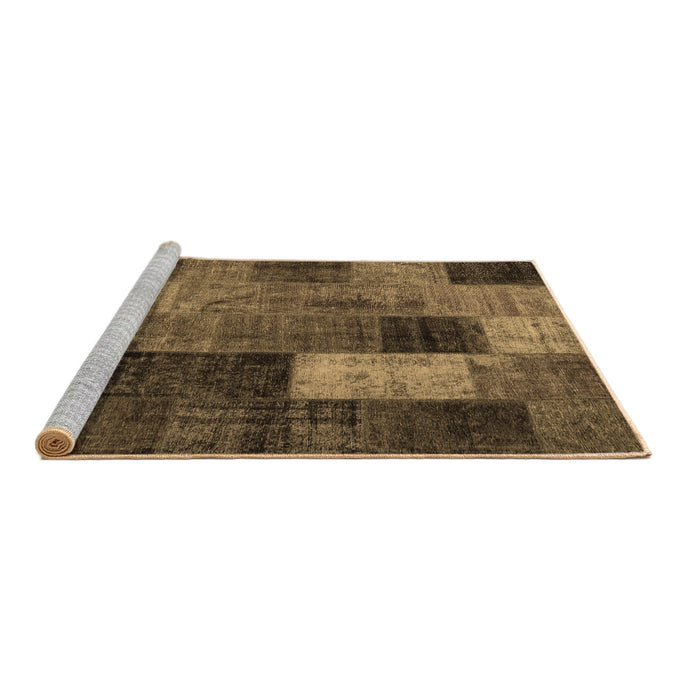 Sideview of Machine Washable Patchwork Brown Transitional Rug, wshtr1862brn