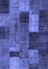 Patchwork Blue Transitional Rug, tr1862blu