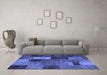 Machine Washable Patchwork Blue Transitional Rug in a Living Room, wshtr1862blu