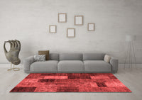 Machine Washable Patchwork Red Transitional Rug, wshtr1862red