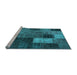 Sideview of Machine Washable Patchwork Light Blue Transitional Rug, wshtr1862lblu