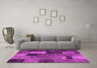 Machine Washable Patchwork Pink Transitional Rug, wshtr1862pnk