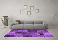 Machine Washable Patchwork Purple Transitional Rug, wshtr1862pur