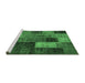 Sideview of Machine Washable Patchwork Emerald Green Transitional Area Rugs, wshtr1862emgrn