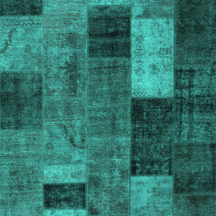 Machine Washable Patchwork Turquoise Transitional Area Rugs, wshtr1862turq
