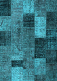 Patchwork Light Blue Transitional Rug, tr1862lblu