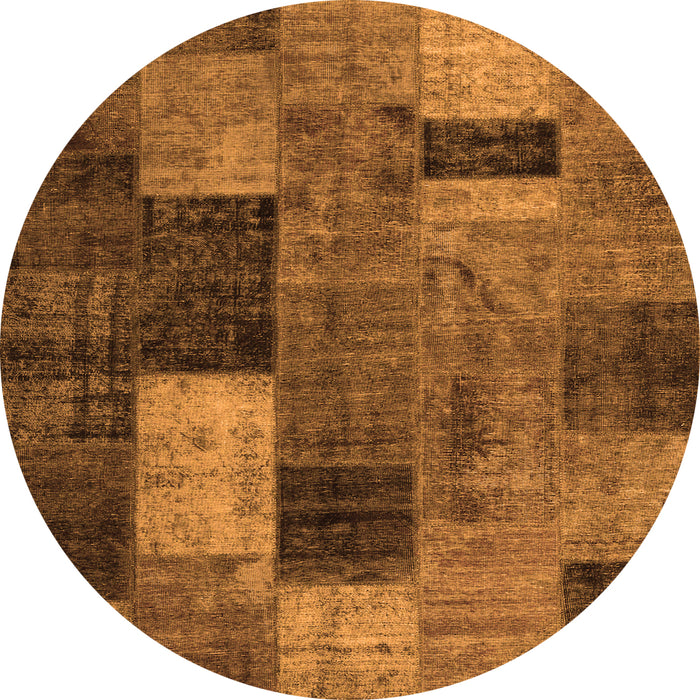 Machine Washable Patchwork Orange Transitional Area Rugs, wshtr1862org